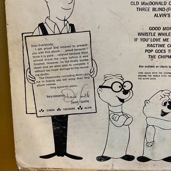 ALVIN LET’S ALL SING WITH THE CHIPMUNKS VTG 1961 VINYL RECORD LP LIBERTY RECORDS - Picture 14 of 16